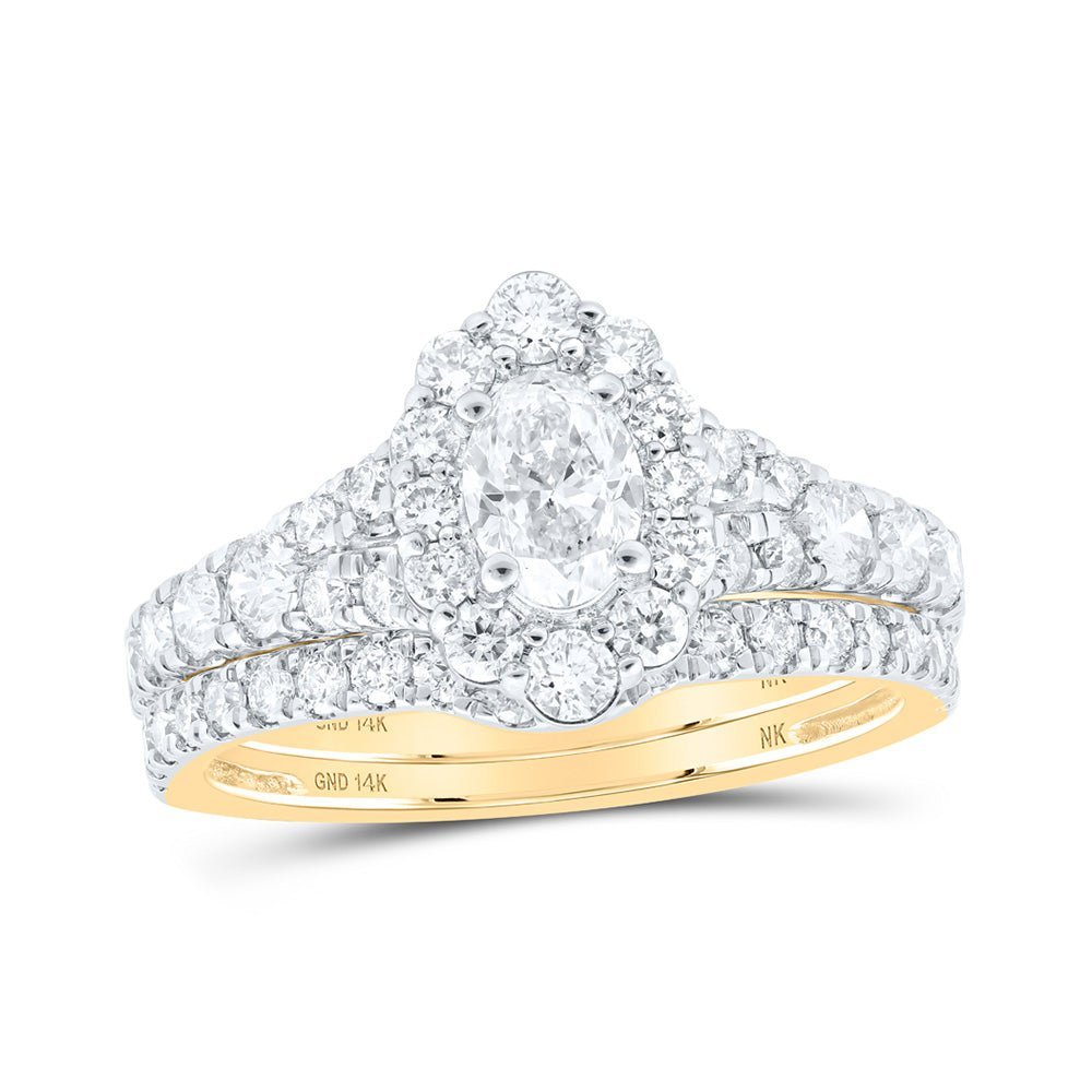 14kt Golden Halo Brilliance Bridal Wedding Ring Set - Splendid Jewellery