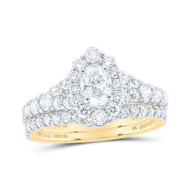 14kt Golden Halo Brilliance Bridal Wedding Ring Set - Splendid Jewellery
