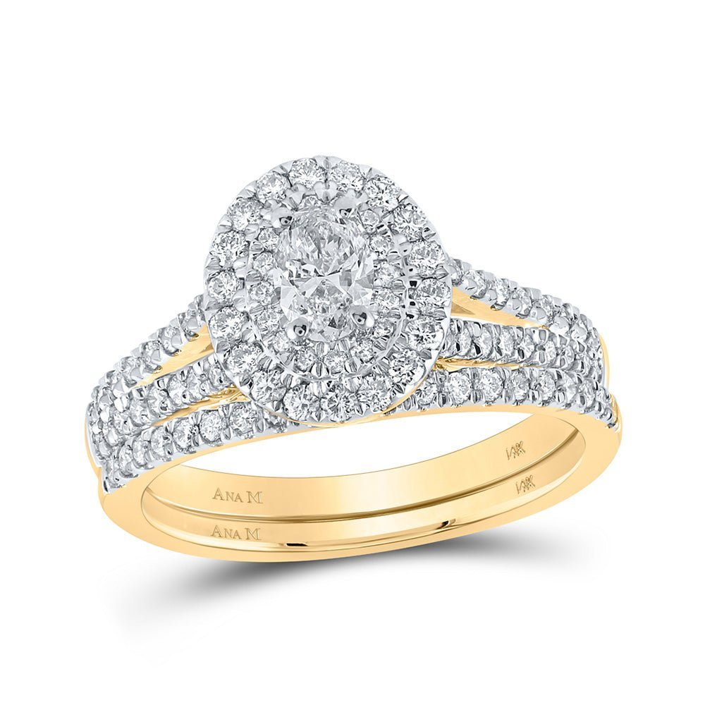 14kt Golden Halo Brilliance Bridal Wedding Ring Set - Splendid Jewellery