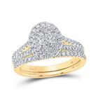 14kt Golden Halo Brilliance Bridal Wedding Ring Set - Splendid Jewellery