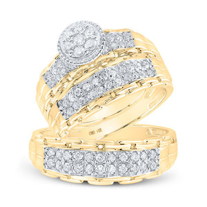 14kt Golden Love Story Diamond Cluster Wedding Set - Splendid Jewellery