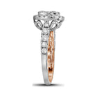 14kt Harmony Gold Radiant Diamond Cluster Bridal Wedding Engagement Ring Side View 2 from Splendid Jewellery