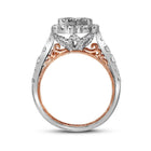 14kt Harmony Gold Radiant Diamond Cluster Bridal Wedding Engagement Ring Top View from Splendid Jewellery