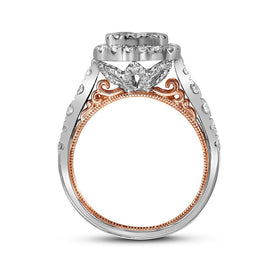 14kt Harmony Gold Radiant Diamond Cluster Bridal Wedding Engagement Ring Top View from Splendid Jewellery