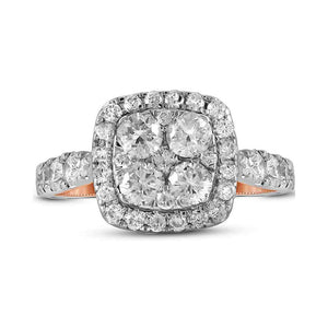 14kt Harmony Gold Radiant Diamond Cluster Bridal Wedding Engagement Ring - Splendid Jewellery