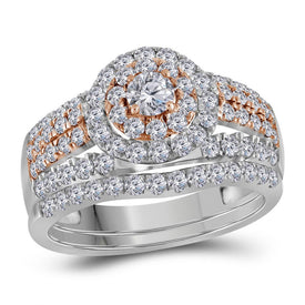 14kt Harmony of Love Diamond Bridal Wedding Ring Band Set Top View from Splendid Jewellery