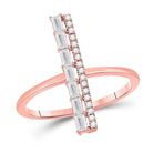 14kt Rose Gold Baguette and Round Diamond Linear Fashion Ring - Splendid Jewellery