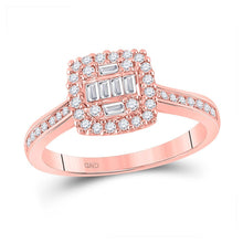 Load image into Gallery viewer, 14kt Rose Gold Baguette Diamond Halo Cluster Bridal Wedding Engagement Ring - Eternal Elegance - Splendid Jewellery