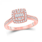 14kt Rose Gold Baguette Diamond Halo Cluster Bridal Wedding Engagement Ring - Eternal Elegance - Splendid Jewellery