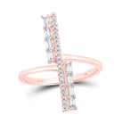 14kt Rose Gold Baguette Diamond Linear Bar Fashion Ring - Captivating Elegance - Splendid Jewellery