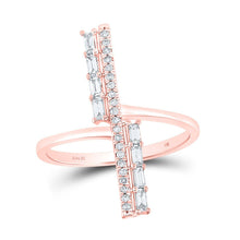 Load image into Gallery viewer, 14kt Rose Gold Baguette Diamond Linear Bar Fashion Ring - Captivating Elegance - Splendid Jewellery