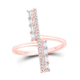 14kt Rose Gold Baguette Diamond Linear Bar Fashion Ring - Captivating Elegance - Splendid Jewellery