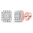 14kt Rose Gold Baguette Diamond Square Cluster Earrings - Radiant Brilliance - Splendid Jewellery