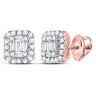 14kt Rose Gold Baguette Diamond Square Cluster Earrings - Radiant Brilliance - Splendid Jewellery