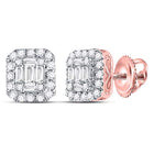 14kt Rose Gold Baguette Diamond Square Cluster Earrings - Radiant Brilliance - Splendid Jewellery