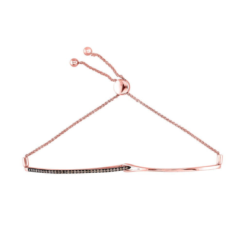 14kt Rose Gold Brown Diamond Bar Bolo Bracelet - A Dazzling Delight - Splendid Jewellery