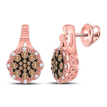 Load image into Gallery viewer, 14kt Rose Gold Brown Diamond Cluster Earrings: Captivating Brilliance - Splendid Jewellery