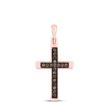 Load image into Gallery viewer, 14kt Rose Gold Brown Diamond Cross Pendant: A Mesmerizing Symbol of Faith and Elegance - Splendid Jewellery