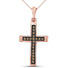 14kt Rose Gold Brown Diamond Cross Pendant: A Mesmerizing Symbol of Faith and Elegance - Splendid Jewellery