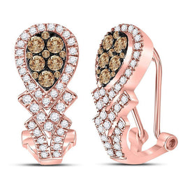 14kt Rose Gold Brown Diamond Hoop Earrings: Mesmerizing Elegance and Sparkle - Top View