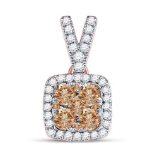 Load image into Gallery viewer, 14kt Rose Gold Brown Diamond Square Pendant: A Mesmerizing Symphony of Elegance - Splendid Jewellery