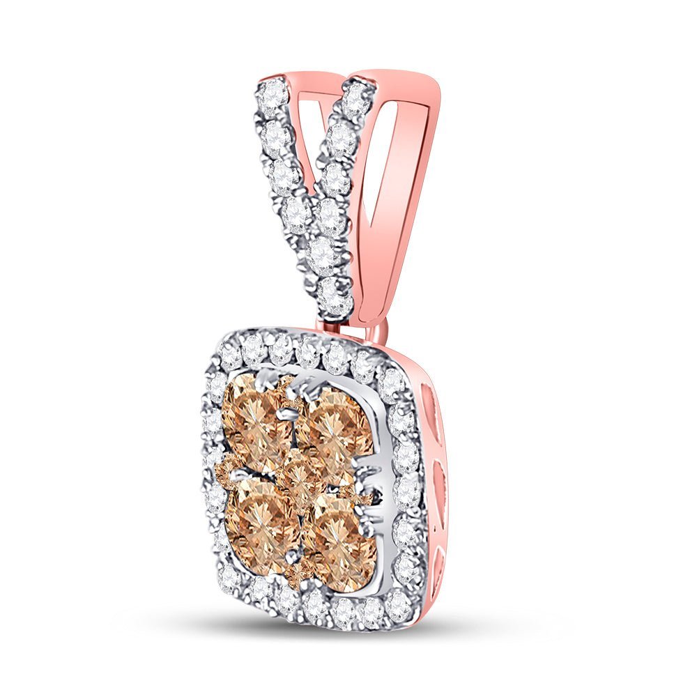14kt Rose Gold Brown Diamond Square Pendant: A Mesmerizing Symphony of Elegance - Splendid Jewellery