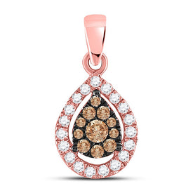 14kt Rose Gold Brown Diamond Teardrop Cluster Pendant - A Timeless Symbol of Love and Beauty  Top View from Splendid Jewellery