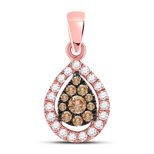 14kt Rose Gold Brown Diamond Teardrop Cluster Pendant - A Timeless Symbol of Love and Beauty - Splendid Jewellery