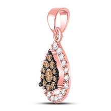 Load image into Gallery viewer, 14kt Rose Gold Brown Diamond Teardrop Cluster Pendant - A Timeless Symbol of Love and Beauty - Splendid Jewellery