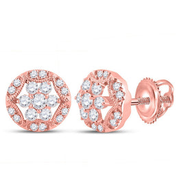 14kt Rose Gold Dazzling Diamond Cluster Earrings - Splendid Jewellery