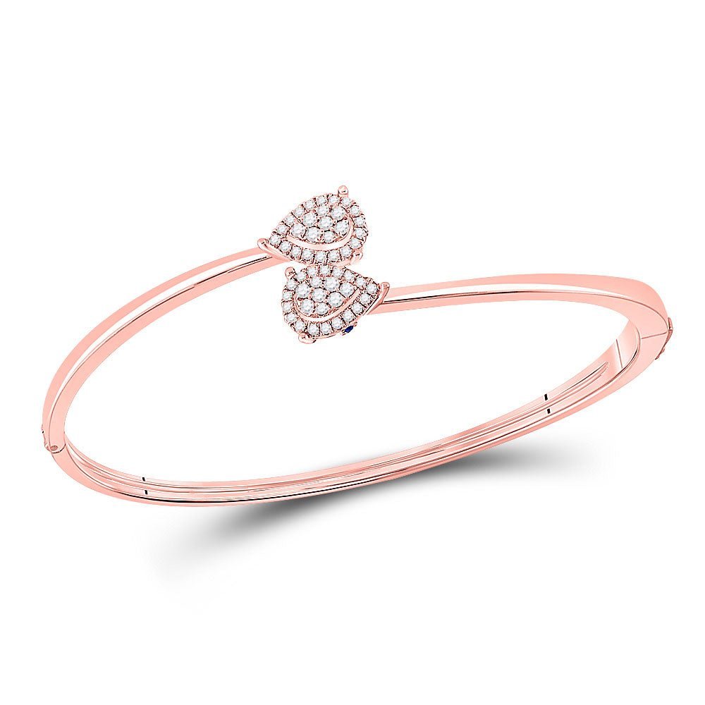 14kt Rose Gold Diamond and Blue Sapphire Bypass Cluster Bracelet - 1/2 Ct.t.w. - Splendid Jewellery