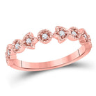 14kt Rose Gold Diamond Blossom Stackable Band Ring - Delicate Floral Elegance with Sparkling Brilliance - Splendid Jewellery