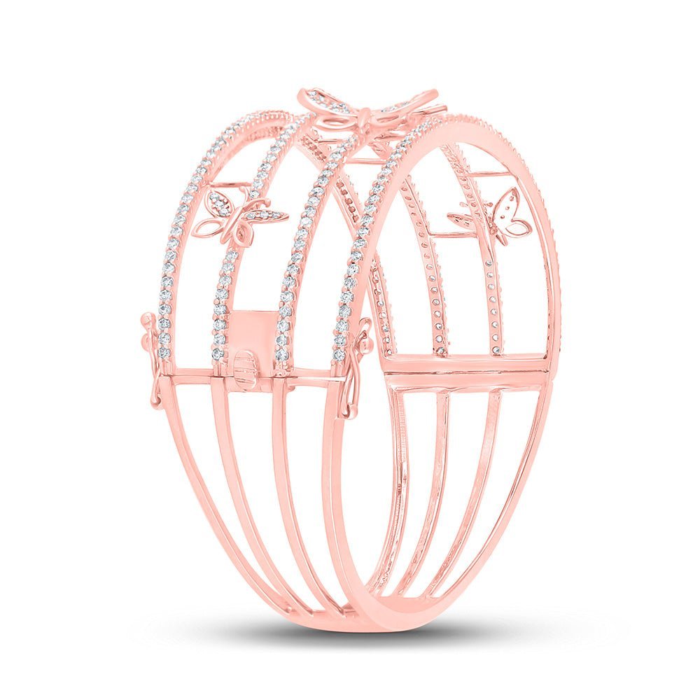 14kt Rose Gold Diamond Butterfly Bangle Bracelet - 2 Carat Total Weight - Splendid Jewellery - Splendid Jewellery