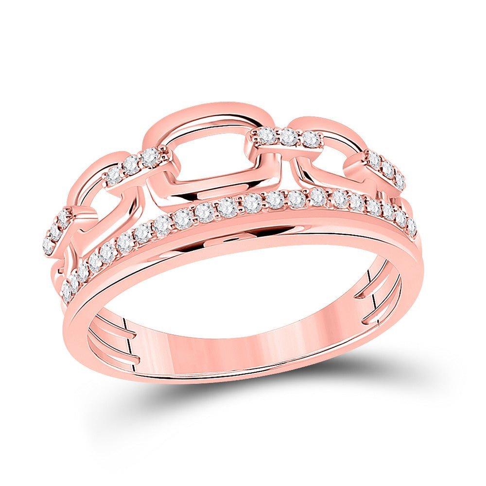14kt Rose Gold Diamond Chain Link Fashion Ring - A Dazzling Delight - Splendid Jewellery
