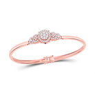 14kt Rose Gold Diamond Cluster Bangle Bracelet with Blue Sapphire Accents - Splendid Jewellery