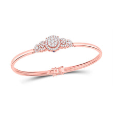 Load image into Gallery viewer, 14kt Rose Gold Diamond Cluster Bangle Bracelet with Blue Sapphire Accents - Splendid Jewellery
