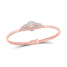 14kt Rose Gold Diamond Cluster Bangle Bracelet with Blue Sapphire Accents - Splendid Jewellery