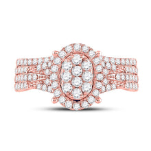 Load image into Gallery viewer, 14kt Rose Gold Diamond Cluster Bridal Wedding Ring Band Set - Splendid Jewellery