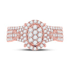 14kt Rose Gold Diamond Cluster Bridal Wedding Ring Band Set - Splendid Jewellery