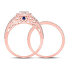 14kt Rose Gold Diamond Cluster Bridal Wedding Ring Band Set - Splendid Jewellery