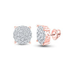 14kt Rose Gold Diamond Cluster Earrings - Mesmerizing Brilliance - Splendid Jewellery