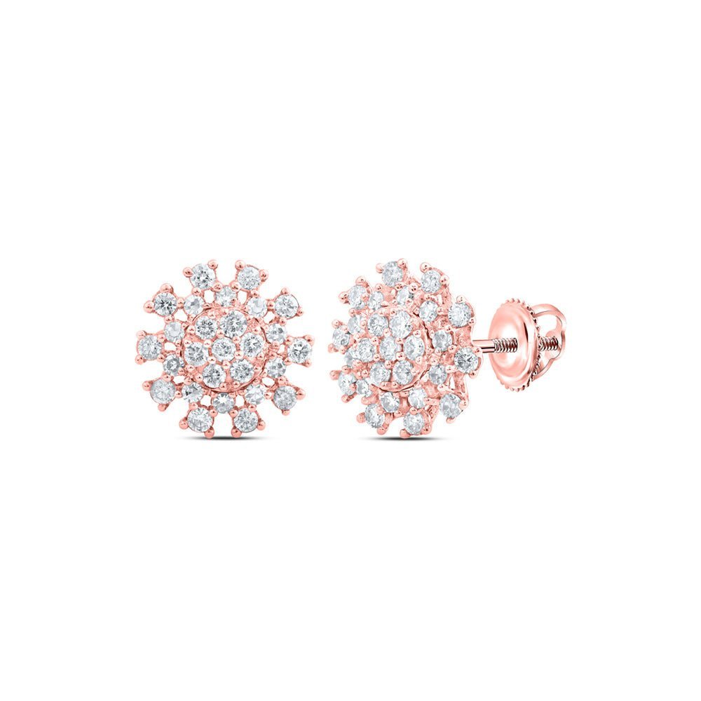 14kt Rose Gold Diamond Cluster Sparkle Earrings - Splendid Jewellery