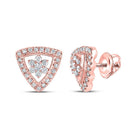 14kt Rose Gold Diamond Cluster Triangle Earrings: A Captivating Masterpiece - Splendid Jewellery