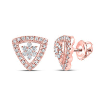 Load image into Gallery viewer, 14kt Rose Gold Diamond Cluster Triangle Earrings: A Captivating Masterpiece - Splendid Jewellery
