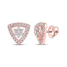 14kt Rose Gold Diamond Cluster Triangle Earrings: A Captivating Masterpiece - Splendid Jewellery