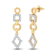 Load image into Gallery viewer, 14kt Rose Gold Diamond Geometric Dangle Earrings: A Modern Marvel - Splendid Jewellery