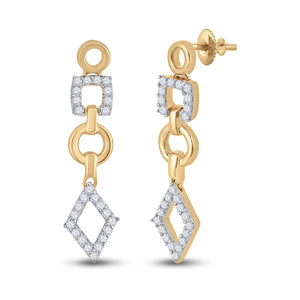 14kt Rose Gold Diamond Geometric Dangle Earrings: A Modern Marvel - Splendid Jewellery