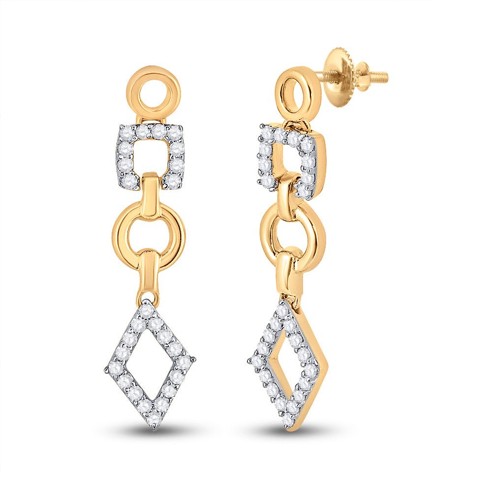 14kt Rose Gold Diamond Geometric Dangle Earrings: A Modern Marvel - Splendid Jewellery