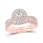 14kt Rose Gold Diamond Halo Bridal Wedding Ring Band Set - Eternal Elegance - Splendid Jewellery