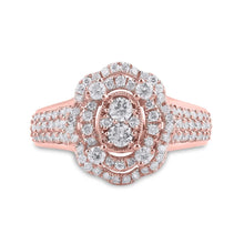 Load image into Gallery viewer, 14kt Rose Gold Diamond Oval Ring - A Timeless Statement of Elegance - Front View